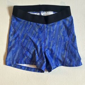 Blue Nike pro spandex 3” shorts